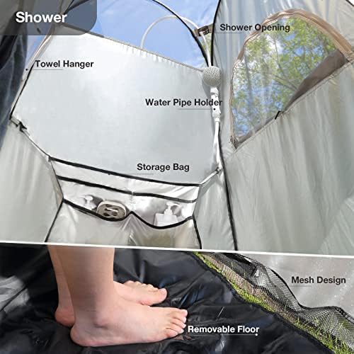 TRIPTIPS Pop Up Shower Tent with Mesh Window, Portable Toilet Privacy Tent, 6.9 FT, Removable Rain Cover/UPF 50+
