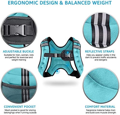 Weighted Vest Weight Vest for Men Women Kids Weights Included, Body Weight Vests Adjustable for Running, Training Workout, Jogging, Walking
