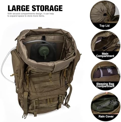 Mardingtop 60L Military Internal Frame Backpack for Hiking,Camping,Hunting,Rucksack Backpack with Rain Cover
