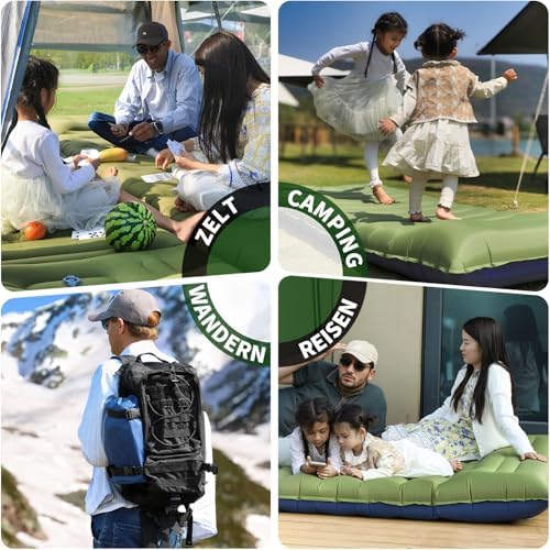 Camping Sleeping Pad, Thick 5 Inch Camping Mat with Pillow Built-in Foot Pump Ultralight Inflatable Sleeping Pads for Camping, Backpacking, Hiking, Tent