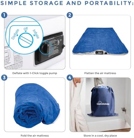 SoundAsleep Dream Series Luxury Air Mattress with ComfortCoil Technology & Built-in High Capacity Pump for Home & Camping- Double Height, Adjustable, Inflatable Blow Up, Portable - Twin Size