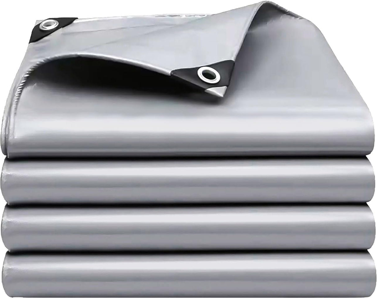 Tarps Heavy Duty Waterproof 10x12 FT,Sliver 12 Mil Large Tarps with Grommets and Reinforced Edges,UV Resistant,Tear&Fade Resistant,Finished for Outdoors Patio Boat,Roof,Camping,10x12 FT
