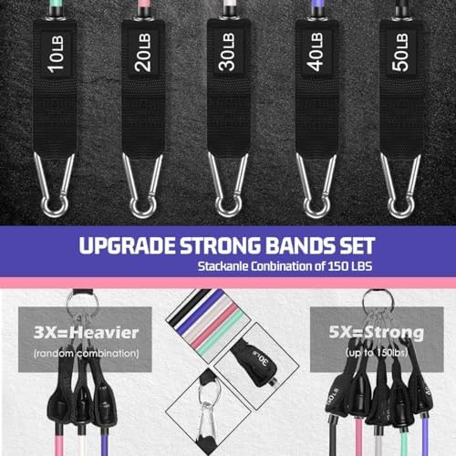 VEICK Resistance Bands, Exercise Bands, Workout Bands Set for Working Out with Handles for Men Women, Elastic Exercising Bands for Fitness Weights Work Out at Home Gym