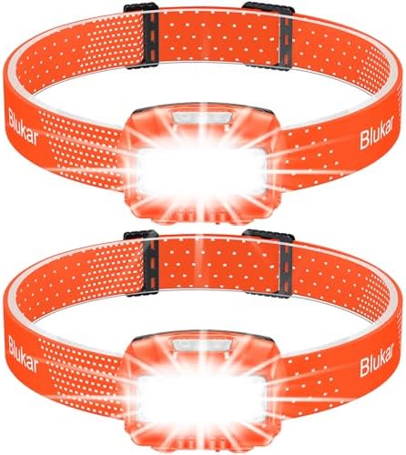 Headlamp Flashlight, 2-Pack Super Bright LED Rechargeable Headlight - Spotlight&Floodlight Combination,Sensor Control, 8 Modes,IPX5 Waterproof, 20+Hrs Runtime for Camping-Orange