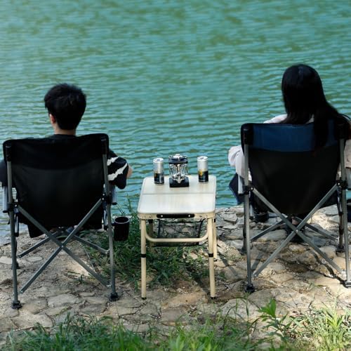 Small Folding Table 2FT Camping Table 3 Adjustable Height Lightweight Portable Aluminum Mini Foldable for Picnic Beach Indoor Outdoor, Yellow