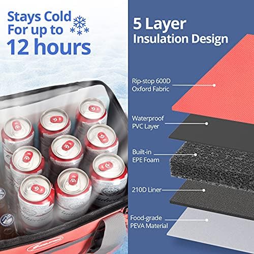 Maelstrom Soft Cooler Bag,Collapsible Soft Sided Cooler,24/30/60/75 Cans Beach Cooler,Ice Chest,Large Leakproof Camping Cooler,Portable Travel Cooler for Grocery Shopping,Camping,Road Trips