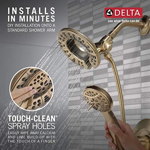 Delta Faucet Arvo 14 Series Single-Handle Tub and Shower Trim Kit, Shower Faucet with 4-Spray In2ition 2-in-1 Dual Hand Held Shower Head with Hose, Champagne Bronze 144840-CZ-I (Valve Included)