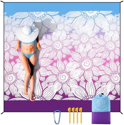 Beach Blanket Waterproof Sandproof Extra Large Beach Mat 79" X 83"/120"x108"for 1-8 Adults Quick Drying Durable Outdoor Picnic Mat for Beach Travel Camping Hiking