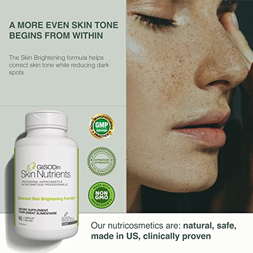 Glisodin Skin Nutrients Advanced Skin Brightening Formula – for Brighter, Clearer, and Firmer Complexion – Helps Reduce Blemishes - 90 Capsules