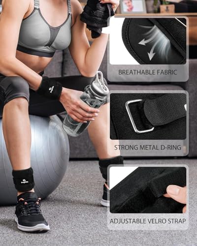 Ankle Weights, 1/2/3/4/6/8/10 LBS 1 Pair Wrist Leg Arm Weights for Women, Kids and Men, Comfortable and Soft, Perfect for Dancing, Running, Walking, Fitness, Workout, Physical Therapy