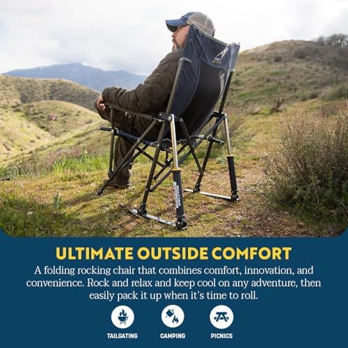 GCI OUTDOOR Roadtrip Rocker Collapsible Rocking Chair & Outdoor Camping Chair - Mercury