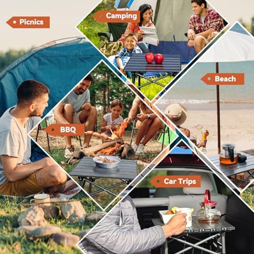 Opliy Portable Folding Camping Table for 2-4 Persons Aluminum Collapsible Table Lightweight with Carry Bag for Camping, Hiking, Picnics, BBQ, Beach Trips & Tailgating