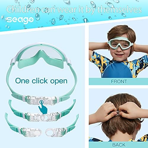 Seago Swim Goggles 2 Pack Anti-Fog Anti-UV Wide View Swimming Goggles for Kids 3-15