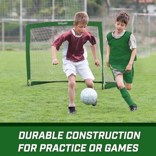 GoSports Portable Soccer Goals for Kids - 13 Color Options - Choose 4 x 3 ft or 6 x 4 ft - Team Tone Pop Up Nets for Backyard