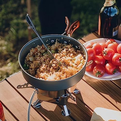 7Pcs Camping Pan Set - Backpack Cookware Pot and Pans Set, Survival Cooking Kit for Hiking, Picnic