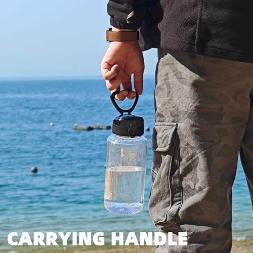 Fanhaw 32 Oz Clear Tritan Water Bottle with Chug Lid, BPA-free, Wide Mouth, Leak Proof - for Gym, Travel, Home, School, Office (Clear&Black)