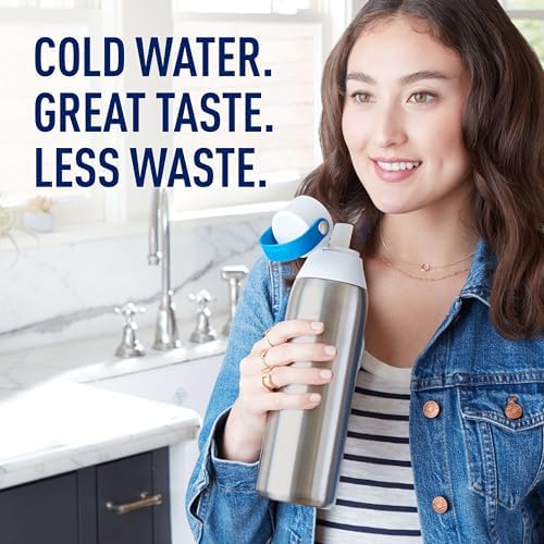 Brita Stainless Steel Premium Filtering Water Bottle, BPA-Free, Reusable, Insulated, Replaces 300 Plastic Water Bottles, Filter Lasts 2 Months or 40 Gallons, Includes 1 Filter, Stainless - 20 oz.