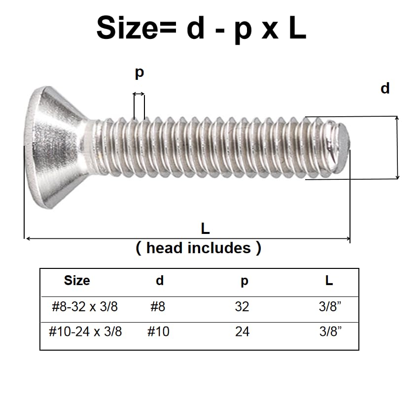 100pcs M3-0.5x3mm Phillips Flat Head Machine Screws, Stainless Steel 304 (18-8), UNC Coarse Thread, Countersunk Head Machine Screws