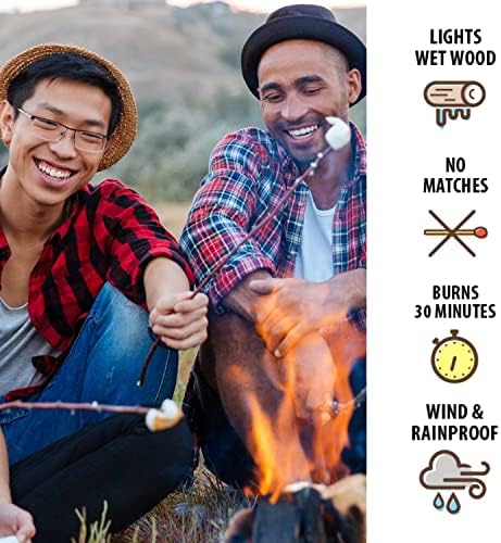 Pull Start Fire Pull String Firestarter | No Matches Required, Fire Starts in Seconds | for Campfires, Grill, Fireplace, BBQ | Lights Wet Wood, Easy to Use, Food Safe and Weather Resistant