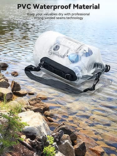 HEETA Dry Bag Waterproof for Women Men, 5L/10L/20L/30L/40L Roll Top Lightweight Dry Storage Bag Backpack with Phone Case for Travel, Swimming, Boating, Kayaking, Camping & Beach, 11 Transparent Colors