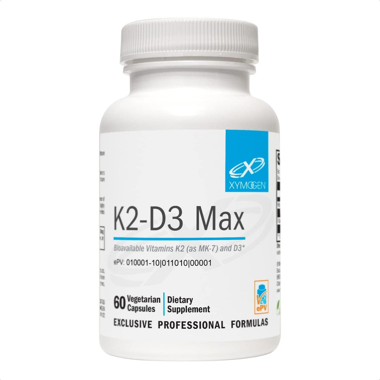 XYMOGEN K2-D3 5000 - Vitamin D3 K2 Supplement for Immune, Bone & Cardiovascular Support* - Non-GMO, Gluten Free, Vegetarian - 60 Capsules