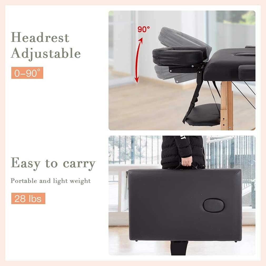 BestMassage Massage Bed Portable Massage Table 24 inche Wide Lash Bed Heigh Adjustable 2 Folding Spa Table with Non-Woven Bag for Spa Footmassage Facial CareSpa Tattoo