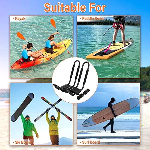 Kayak Roof Rack 2 Pairs J-Bar Carrier Holder for Canoe, SUV, Cars, Truck, Surf Ski, Car Top Mount Racks for Trip, Set of 4