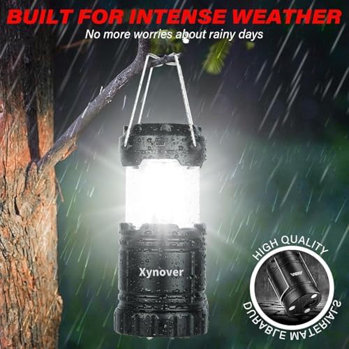Solar Camping Lantern 4-Pack - Rechargeable LED Lights, Magnetic Base & Foldable Hanging Hook- Collapsible Lamp Battery Powered Perfect for Power Outages, Hiking, Campsites, Emergencies