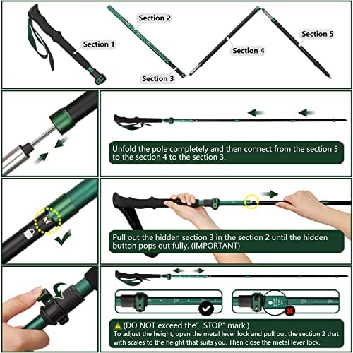 TheFitLife Collapsible Trekking Poles for Hiking – Lightweight Folding Walking Sticks for Men and Women with Extra-Long Foam Handle and Metal Flip Lock
