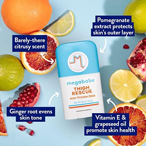 Megababe Thigh Rescue Anti-Chafe Stick Vacation Spring Break Essentials | Prevents skin chafe & irritation | Thighs, arms, bra-lines & more
