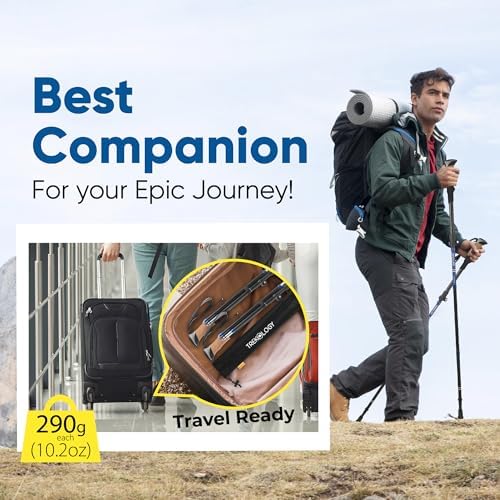 TREKOLOGY Hiking Poles with Real Cork Grips, Adjustable for Heights 5'2'' to 6'5'' – Lightweight Trekking Poles, Aircraft-Grade Aluminum, Compact Fold for Hiking & Backpacking (2pc Set) TREKZ Cork SE