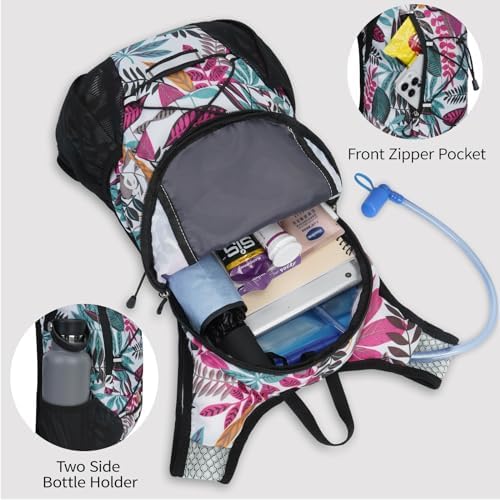 Lightweight Hydration Backpack, Running Backpack with 2L Water Bladder, Hydro Water Daypack for Cycling Hiking Rave for Men Women