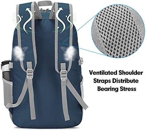 ZOMAKE Lightweight Packable Backpack, 35L Light Foldable Hiking Backpacks Water Resistant Collapsible Daypack for Travel(Navy Blue)