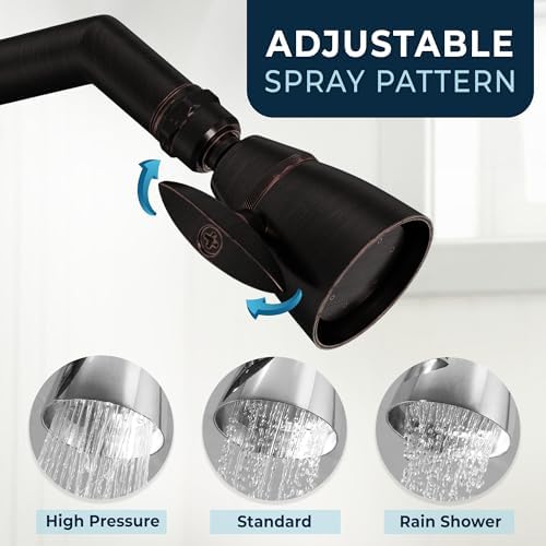 HammerHead Showers® ALL METAL 2 Inch High Pressure Shower Heads - OIL RUBBED BRONZE – 2.5 GPM Shower Heads High Pressure - High Flow Shower Head with ADJUSTABLE SPRAY PATTERN - Fixed Shower Head