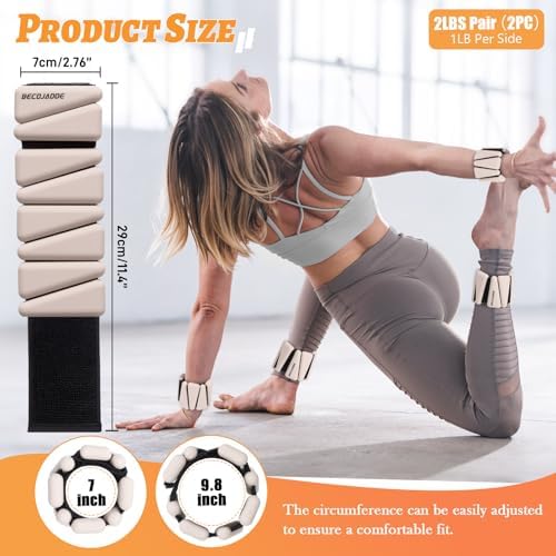 Wrist Ankle Weights Set of 2(1 lb/2 lbs Each) Adjustable Weights Training Intensity for Strength Training Walking Running Yoga Pilates Jogging for Women Men
