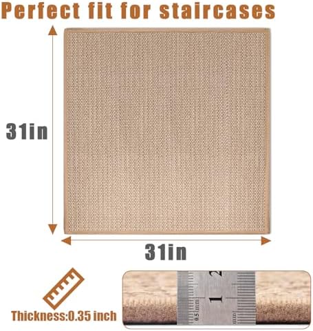 Stair Treads Matching-Mat for Wooden Steps, Non Slip Stair Landing Mat with Self-Adhesive Stair Treads for Kids Elders and Pets(1Pcs, Beige, 31" * 31")
