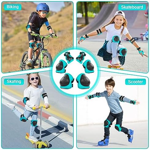 Kids Protective Gear Set Knee Pads for Kids 3-14 Years Toddler Knee and Elbow Pads with Wrist Guards 3 in 1 for Skating Cycling Bike Rollerblading Scooter