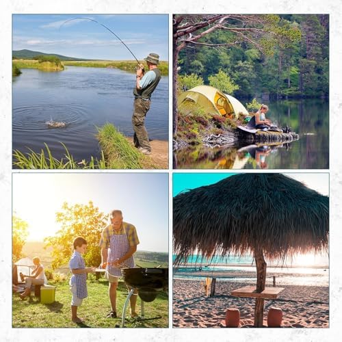 Fishing Chairs with Rod Holder, Folding Ice Fishing Chair for Adults Outdoor Camping Chair Leg Adjustable with Cooler Bag and Storage Bag for Ice Fishing, Camp, Lawn, Patio, Garden (Black)