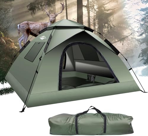 Instant Pop Up Tents for Camping, 2-3 Person Camping Tent 60s Automatic Easy Setup Tent, Double-Thick Waterproof Instant Tents for Hiking Backpacking