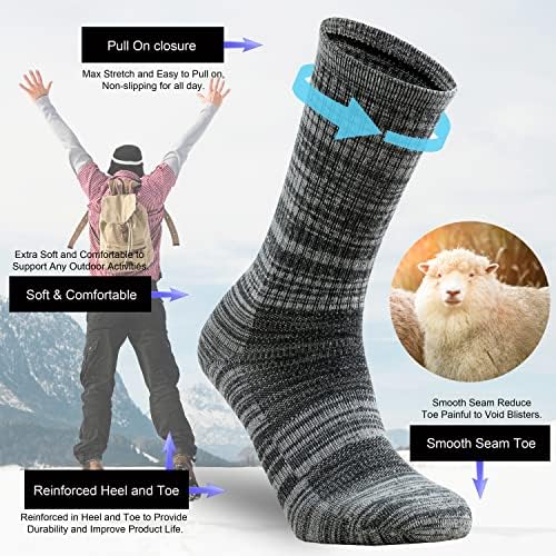 Ortis Men's Merino Wool Cushion Crew Socks with Moisture Wicking Control Light Weight Breathable for Outdoor Hiking Cycling