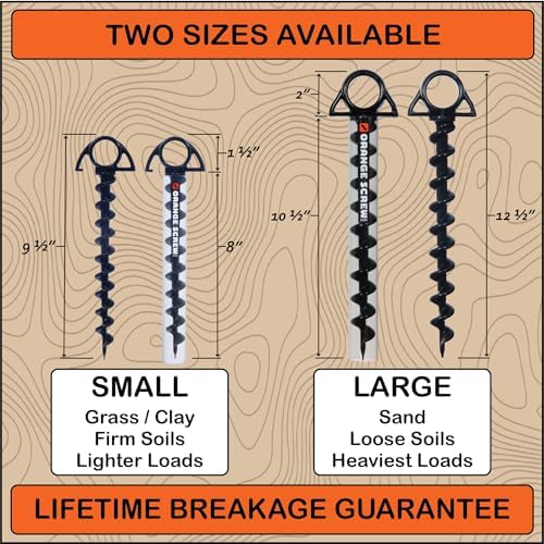 Ultimate Ground Anchors: Heavy Duty Screw-in Tent Stakes for High Wind, Sand, Canopies, and Camping - Made in USA, 100% Recycled, Included T-Grip Tool - (Small, 4 Pack)