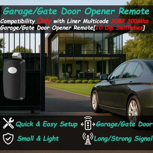 3 Replacement for Multicode Garage Gate Door Opener Remote,3089,308911,MCS308911,10 dip Switch,Black,300mhz