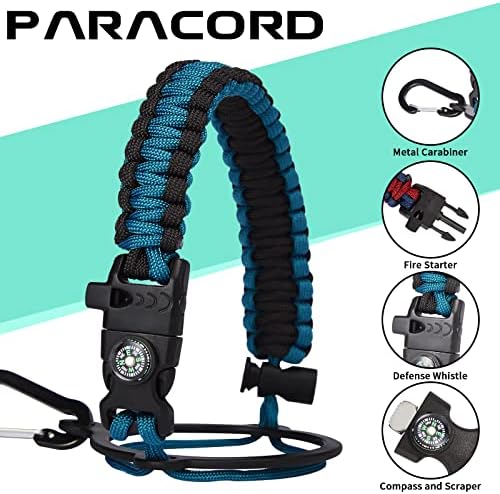 Half-gallon Insulated Water-Bottle with Straw - Stainless Steel Thermo Jug with Spout Straws Lids, Paracord Handle & Bottle Sleeve, 64OZ Vacuum Thermo Water Bottle for Camping Trip