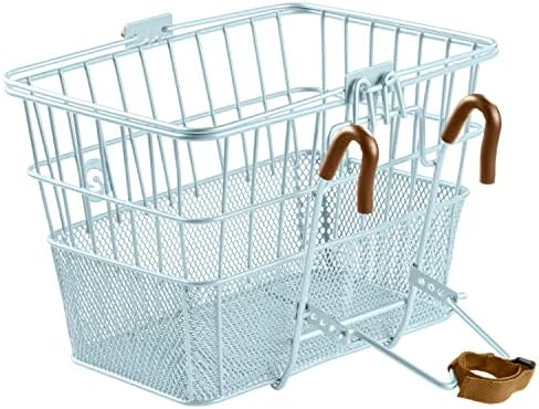 Retrospec Apollo Detachable Front Bike Basket Steel Half-Mesh with Integrated Detachable Hooks and Built-In Handle, Easy Assembly and Portability for Bicycles