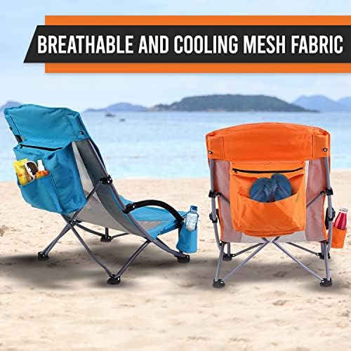 Nice C Beach Chair, Beach Chairs for Adults 2 Pack w/Cooler Compact High Back, Cup Holder & Carry Bag & Heavy Duty Outdoor, Camping, BBQ, Travel, Picnic, Festival (Set of 2 Blue)