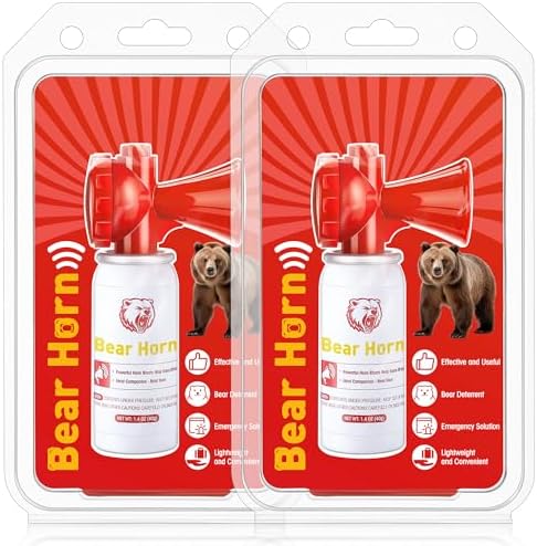 Bear Horn to Scare Bears 1.4oz, Very Loud 120dB Bear Air Horns for Safety for Hiking, Heard Up to 1/2 Mile Away, Bear Spray Self Defense, Blow Horn to Scare Wild Animals, Bear Alarm