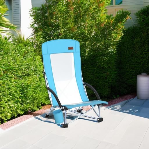 Nice C Beach Chair, Beach Chairs for Adults 2 Pack w/Cooler Compact High Back, Cup Holder & Carry Bag & Heavy Duty Outdoor, Camping, BBQ, Travel, Picnic, Festival (Set of 2 Blue)