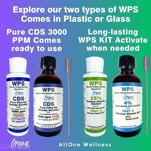 Chlorine Dioxide Pure CDS 3000 PPM ClO2 Glass Water Purification Solution Drops CDS 118 ml (4 oz)