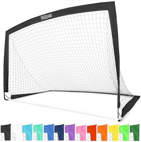 GoSports Portable Soccer Goals for Kids - 13 Color Options - Choose 4 x 3 ft or 6 x 4 ft - Team Tone Pop Up Nets for Backyard