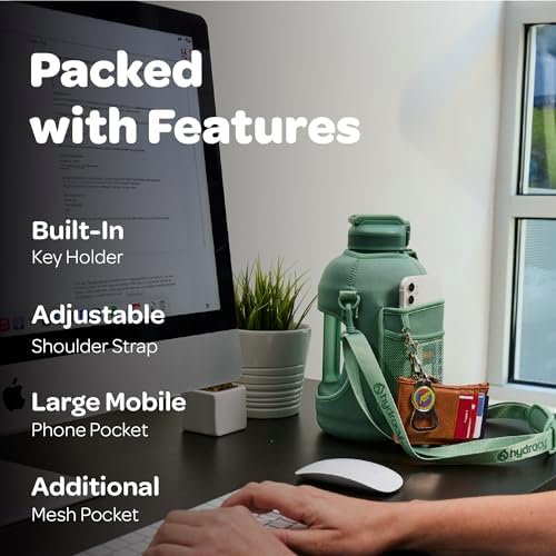 Hydracy Water Bottle with Time Marker -Large BPA Free Water Bottle & No Sweat Sleeve -Leak Proof Gym Bottle with Fruit Infuser Strainer & Times to Drink -Ideal for Fitness Sports & Outdoors